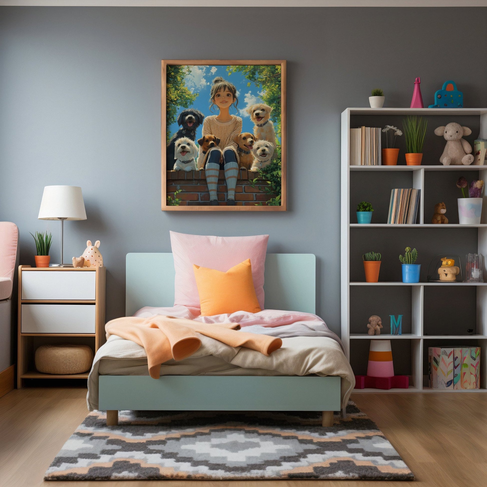 Girls Dog Friends Digital Art Download - Luxuria Canvas