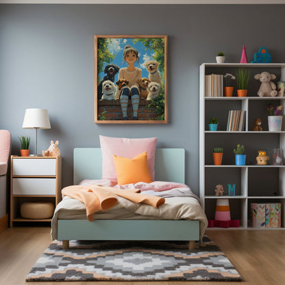 Girls Dog Friends Digital Art Download - Luxuria Canvas