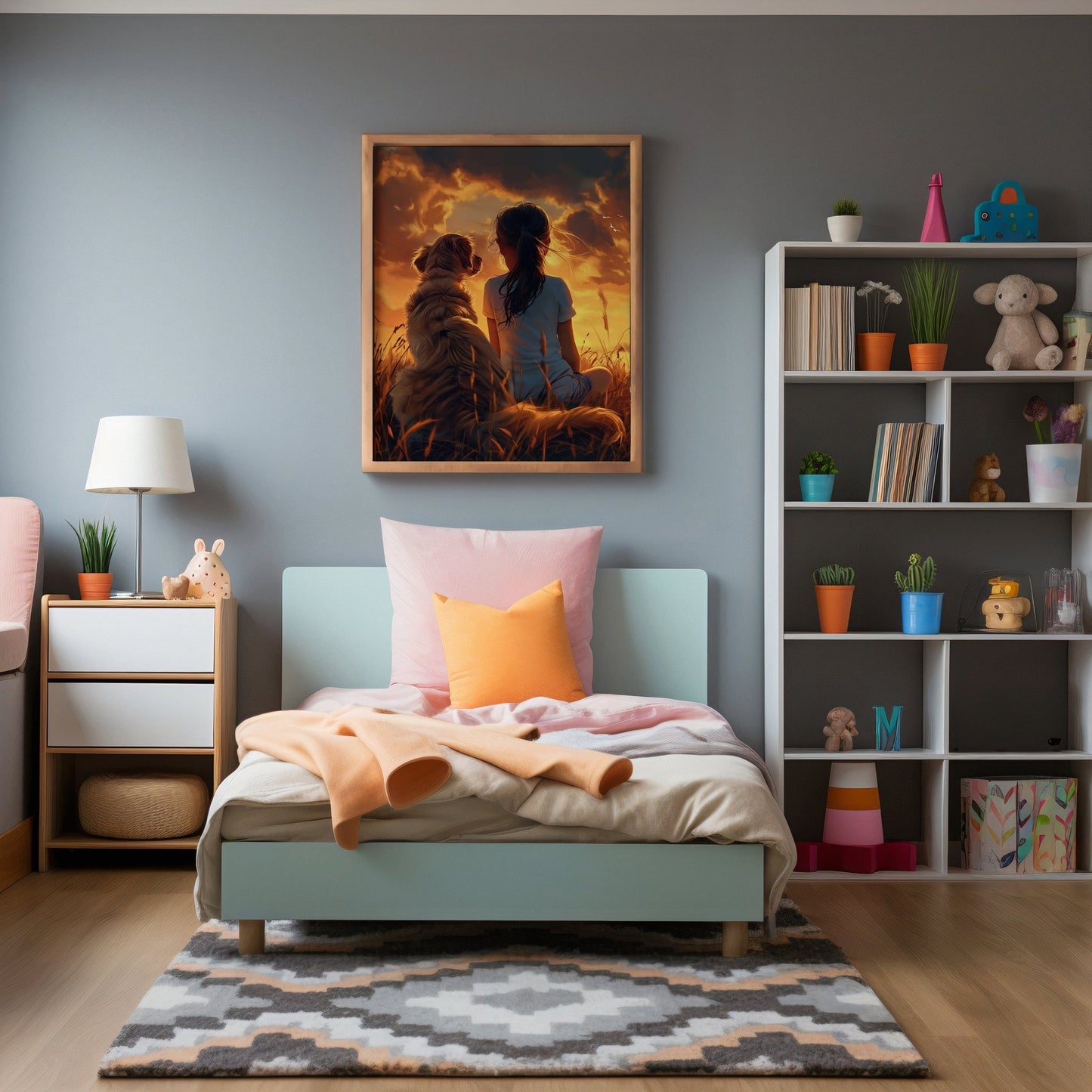 Girl with Dog Digital Art Download - Luxuria Canvas