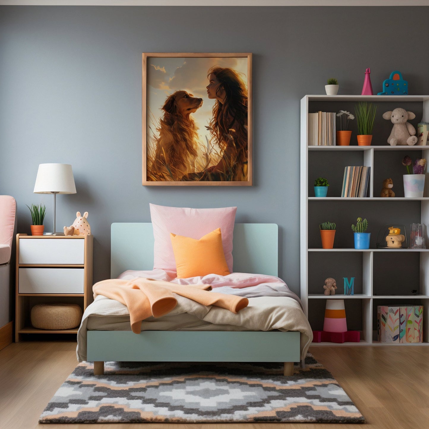 Girl with Dog Digital Art Download - Luxuria Canvas