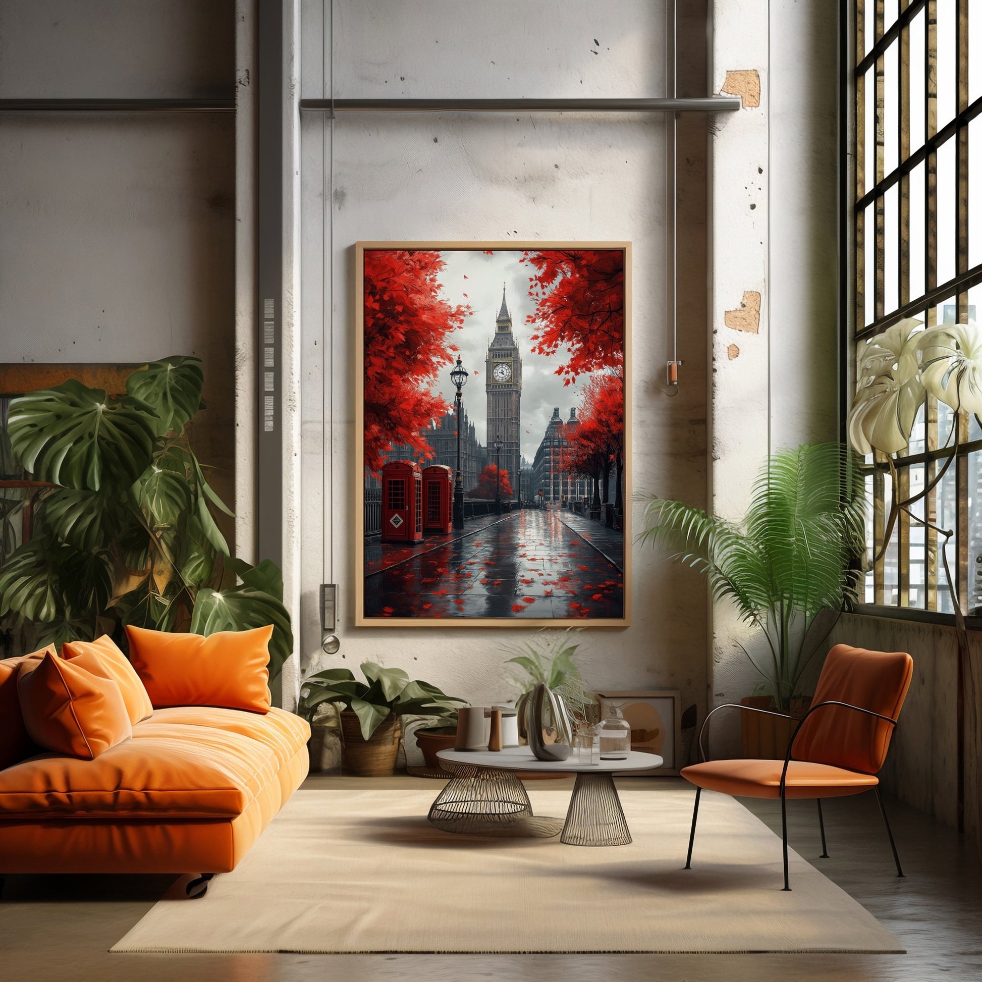 London Red Autumn Digital Art Download - Luxuria Canvas
