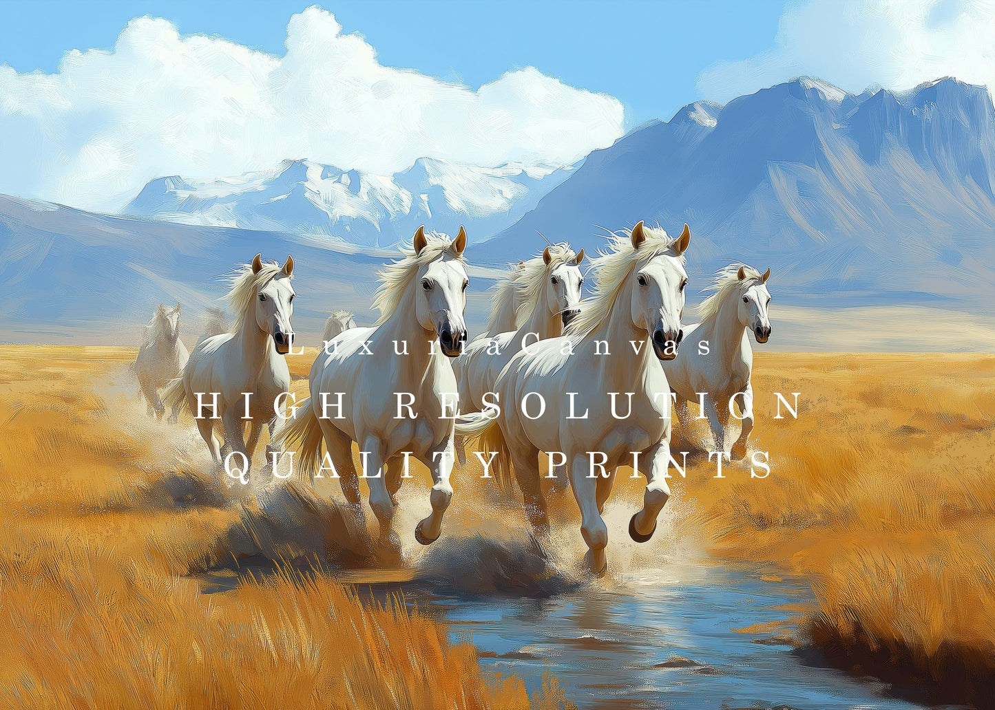 Wild White Horses, High Quality Digital Download - Luxuria Canvas
