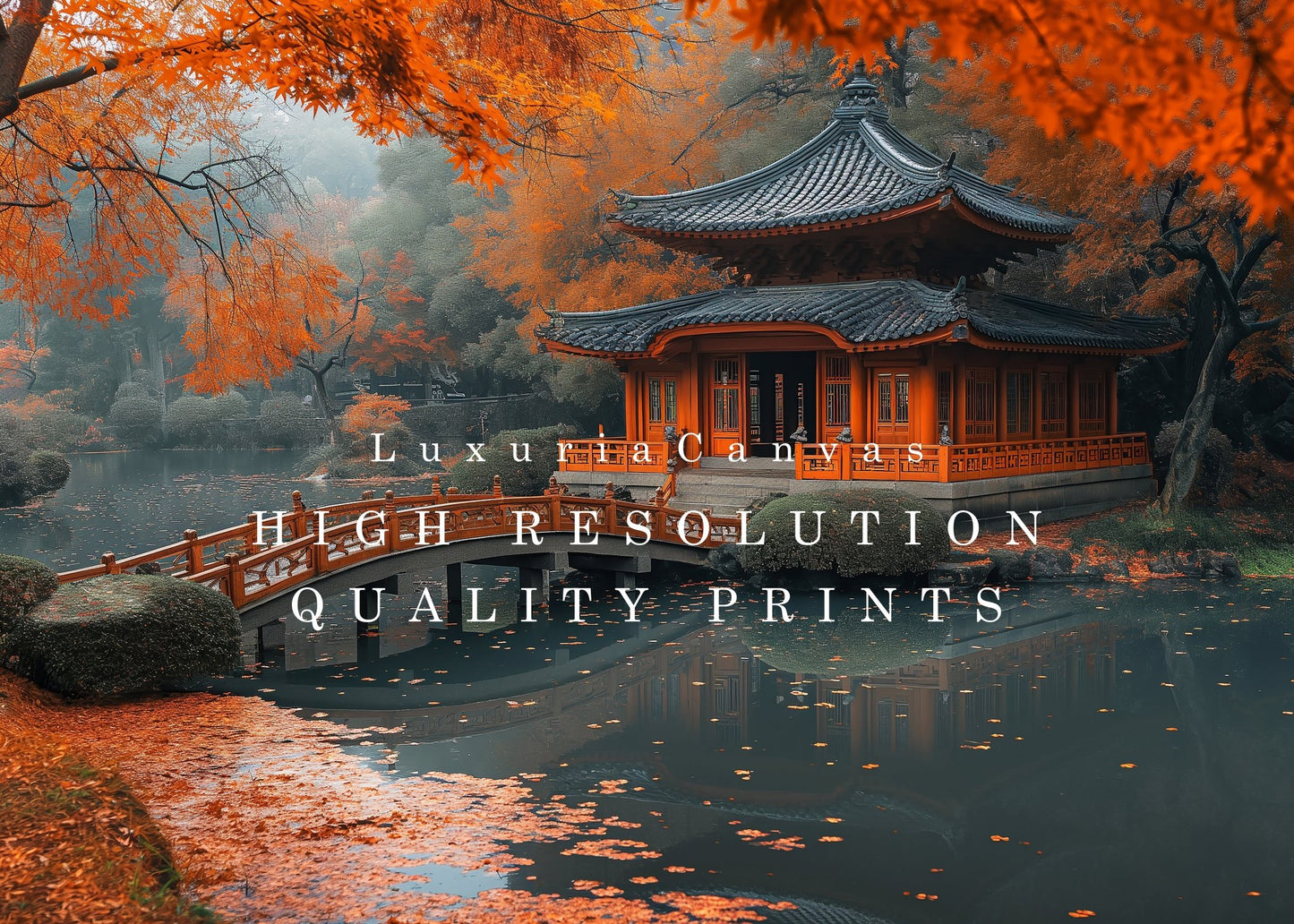 Pagoda on a Pond Digital Art Download - Luxuria Canvas
