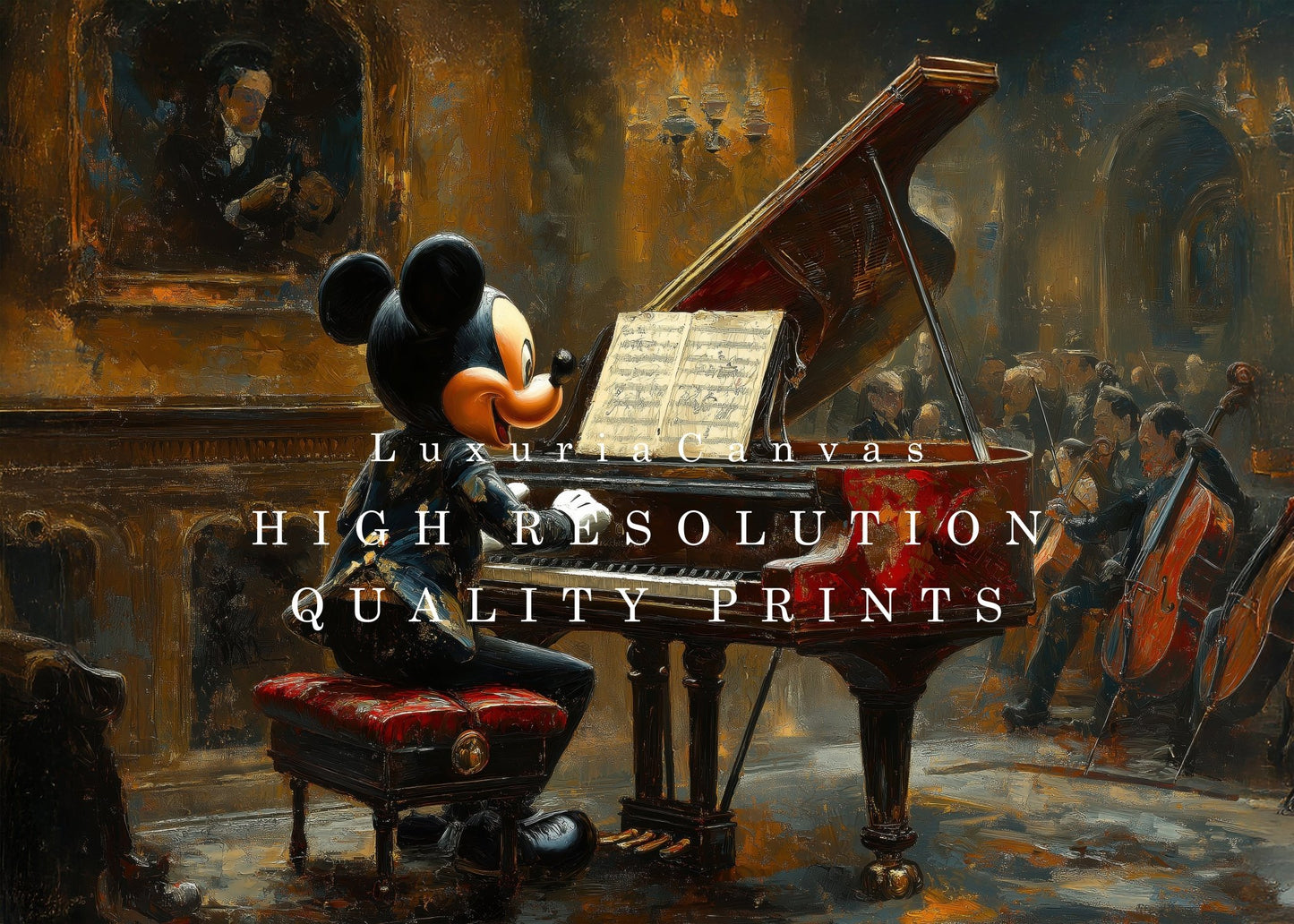 Pianist Mickey Digital Art Download - Luxuria Canvas