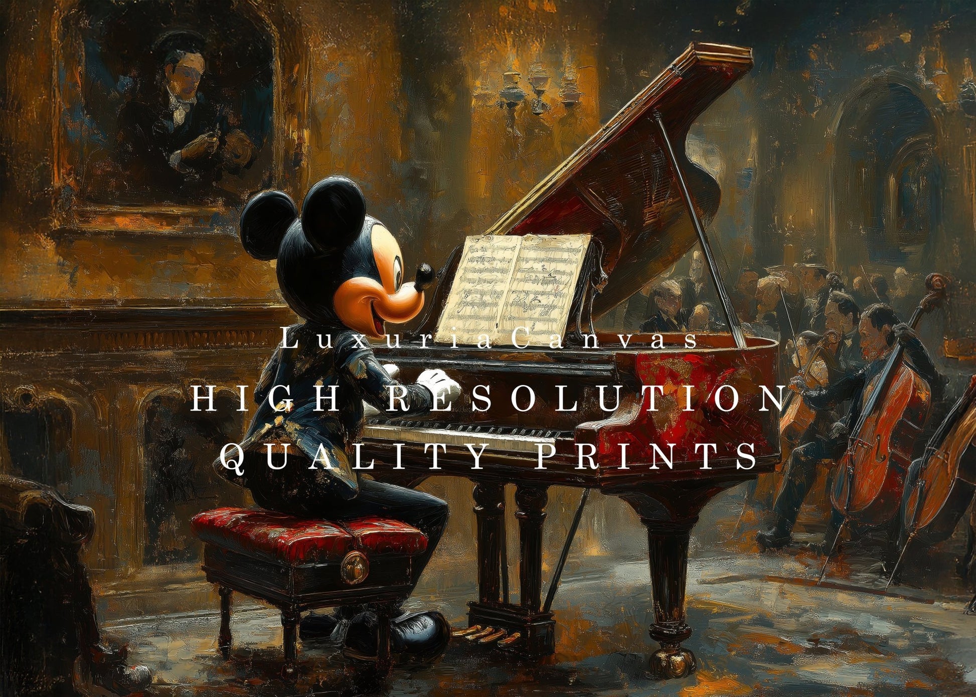 Pianist Mickey Digital Art Download - Luxuria Canvas