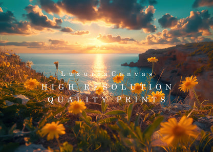 Cliffside Floral Sunset, High Quality Digital Download - Luxuria Canvas