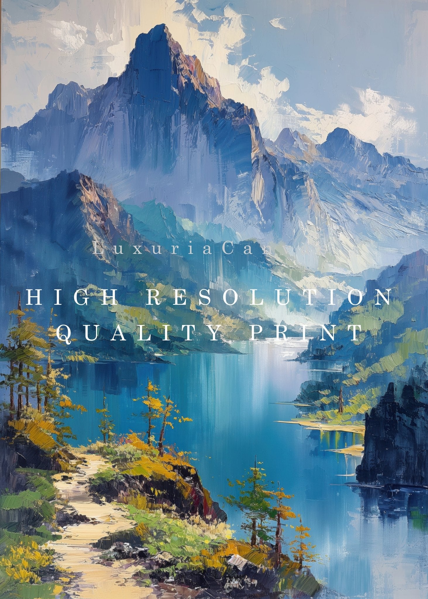 Mountain Clear Lake Digital Art Download - Luxuria Canvas