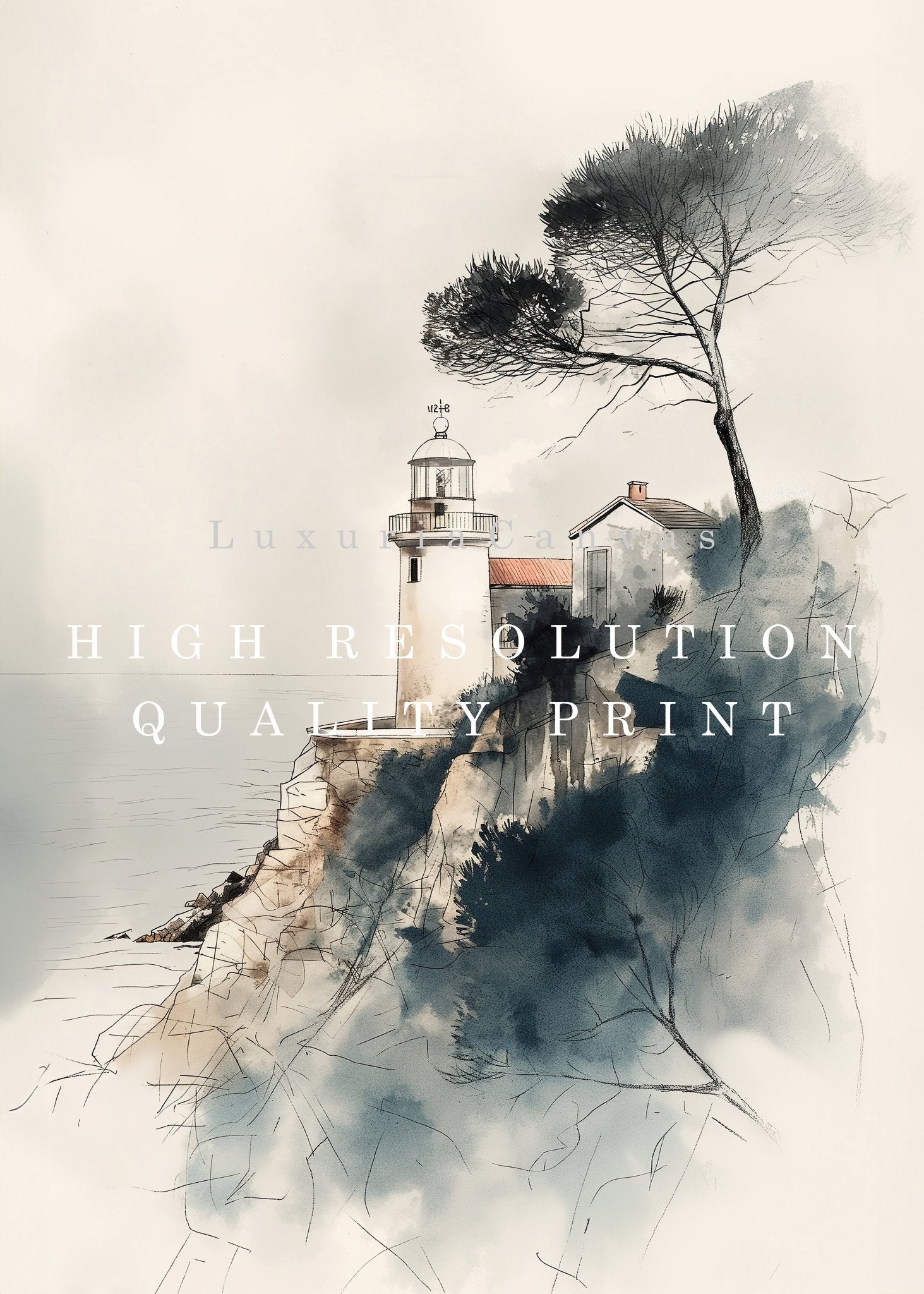 Oceanfront Lighthouse, High Quality Digital Download - Luxuria Canvas