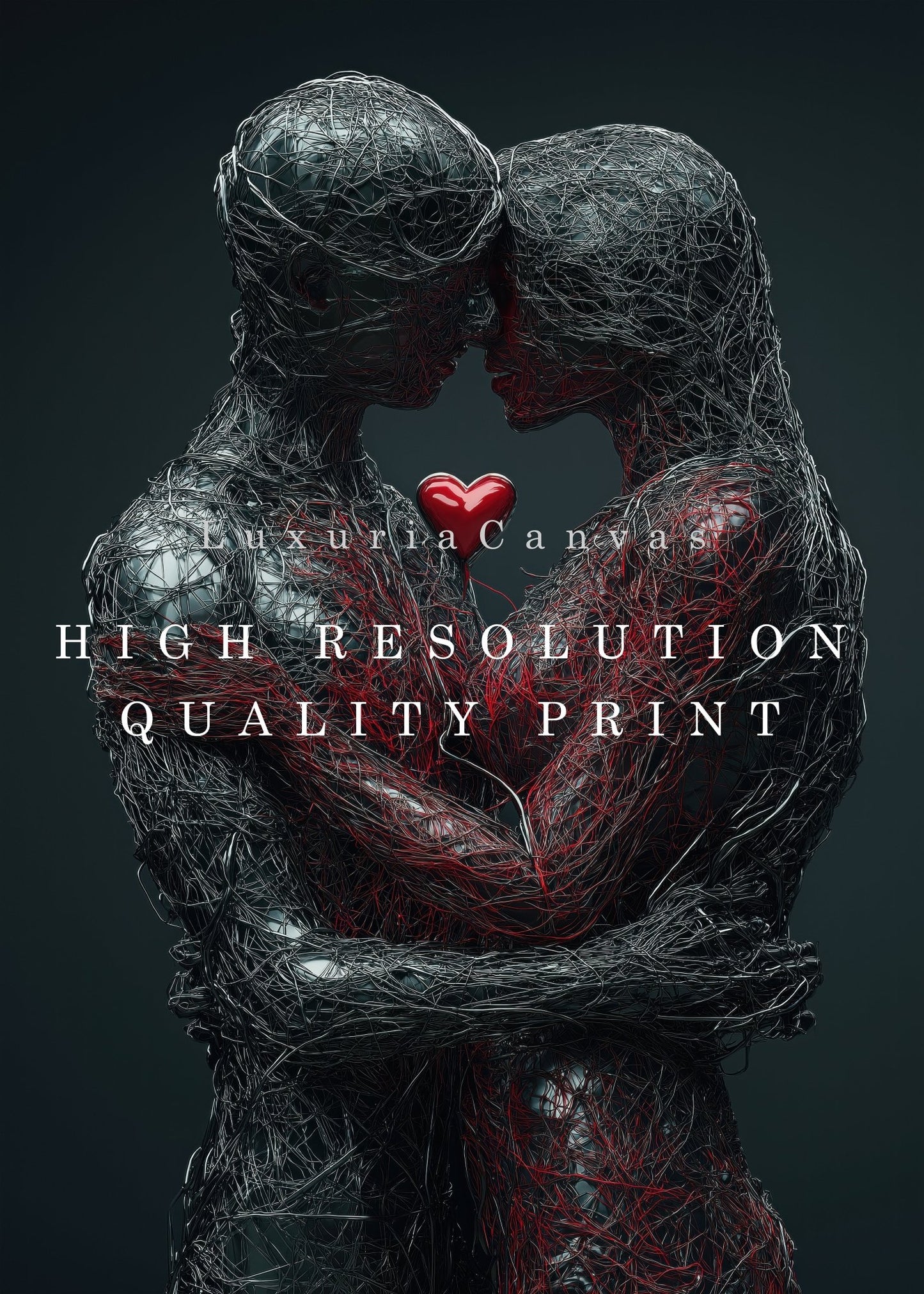 Love Couple Mesh Embrace Digital Art Download - Luxuria Canvas