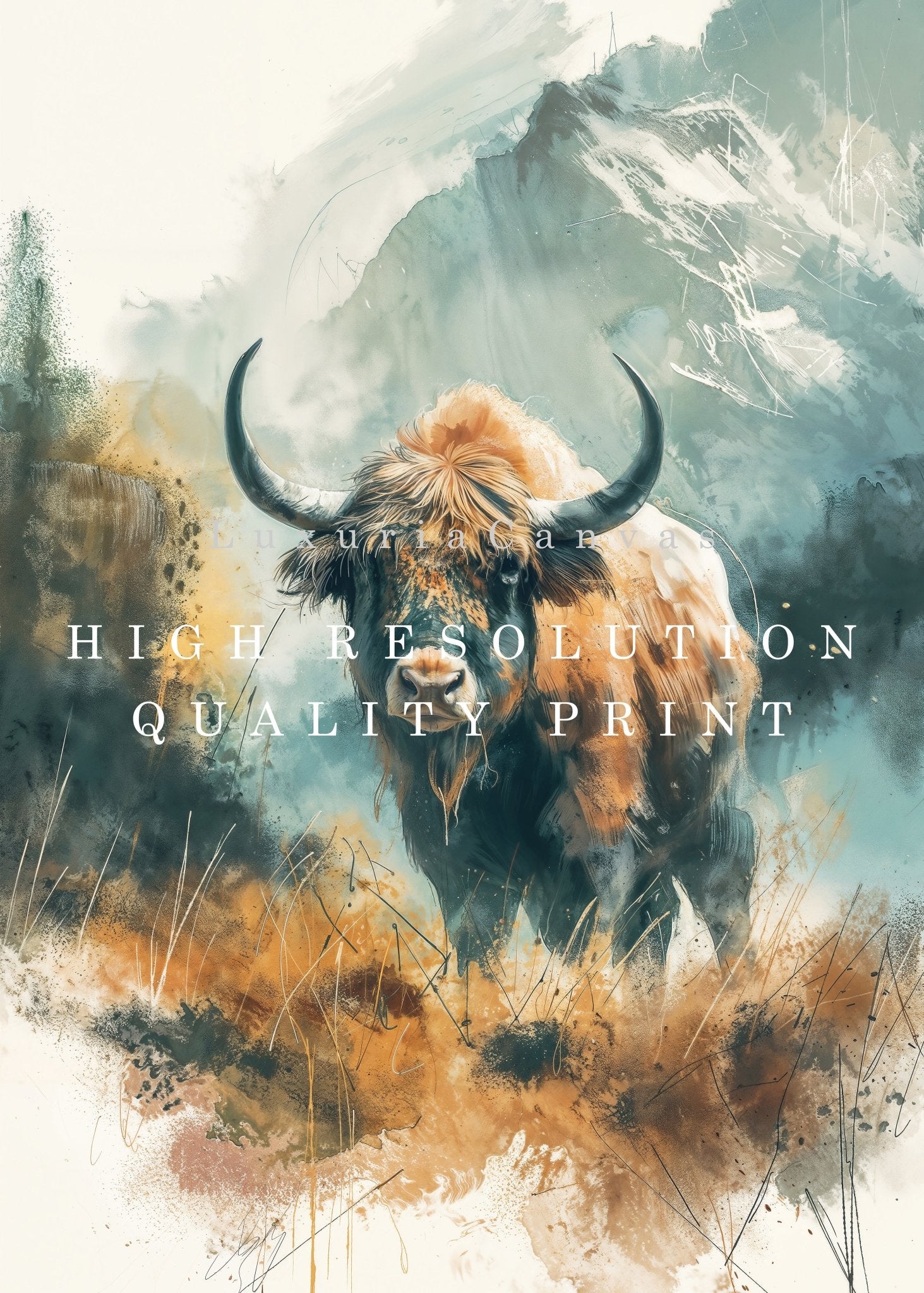 Yak Watercolor Digital Art Download - Luxuria Canvas