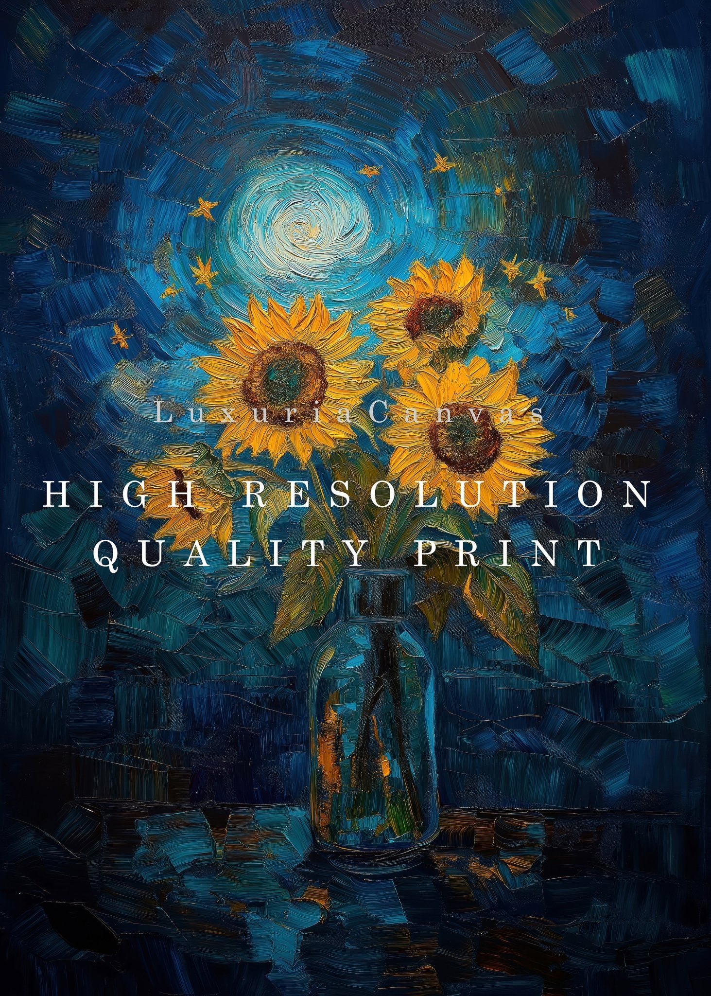 Sunflowers Starry Night Digital Art Download - Luxuria Canvas