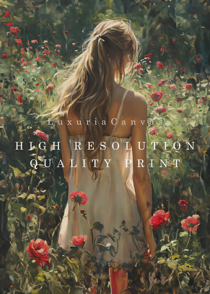 Girl in Garden, High Quality Digital Download - Luxuria Canvas