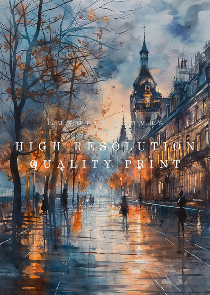 London Watercolor, High Quality Digital Download - Luxuria Canvas