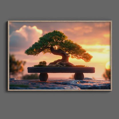 Wooden Bench Bonsai, High Quality Digital Download - Luxuria Canvas