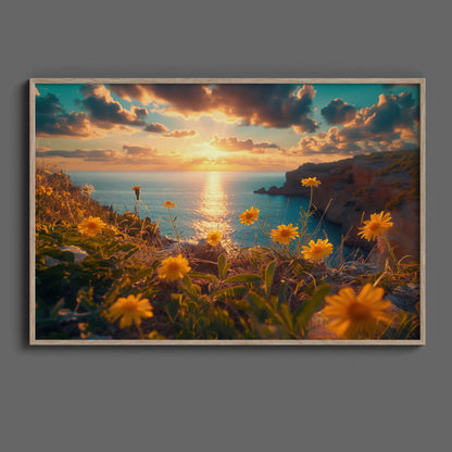 Cliffside Floral Sunset, High Quality Digital Download - Luxuria Canvas