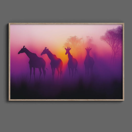 Giraffe Safari Sunset Digital Art Download - Luxuria Canvas