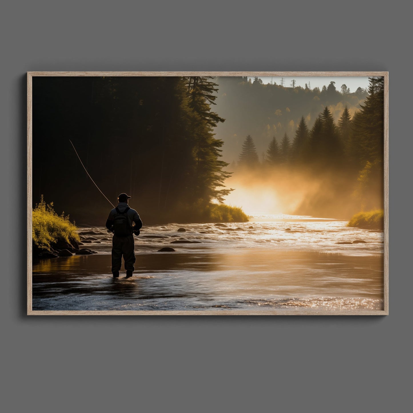 Misty River Morning Fly Fishing, High Quality Digital Download - Luxuria Canvas