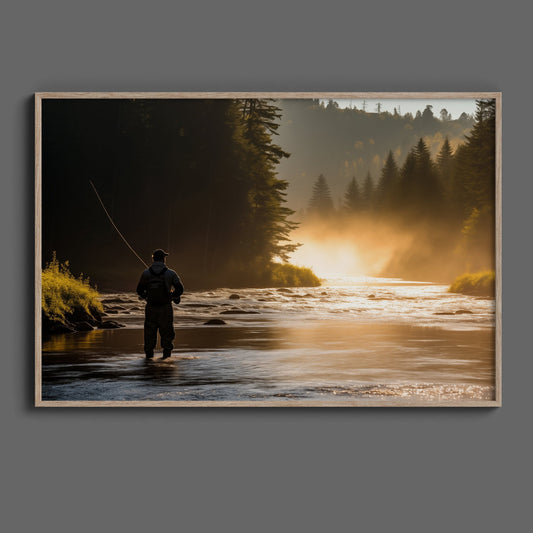 Misty River Morning Fly Fishing, High Quality Digital Download - Luxuria Canvas
