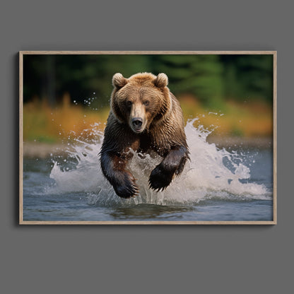 Grizzly Bear River Run Digital Art Download - Luxuria Canvas