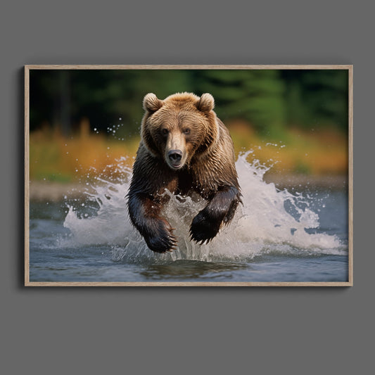 Grizzly Bear River Run Digital Art Download - Luxuria Canvas