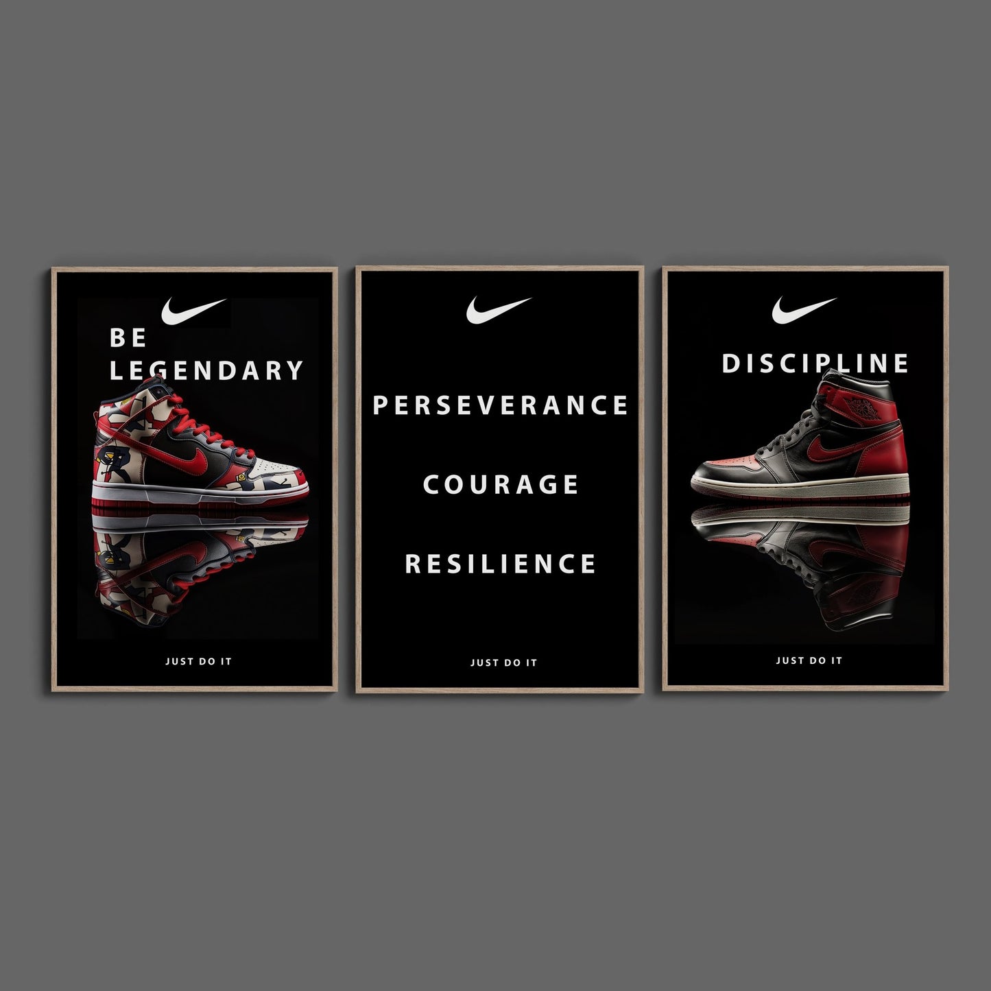 Nike Inspirational Set of 3 Digital Art Download - Luxuria Canvas