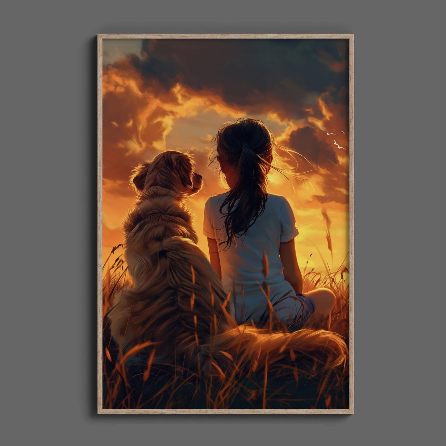Girl with Dog Digital Art Download - Luxuria Canvas