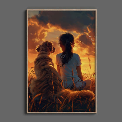 Girl with Dog Digital Art Download - Luxuria Canvas