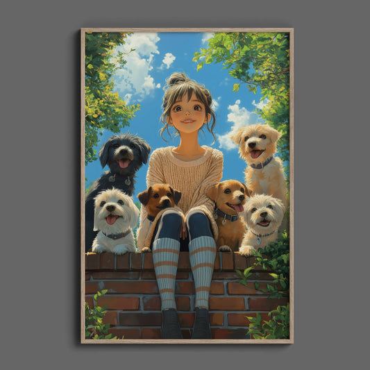 Girls Dog Friends Digital Art Download - Luxuria Canvas