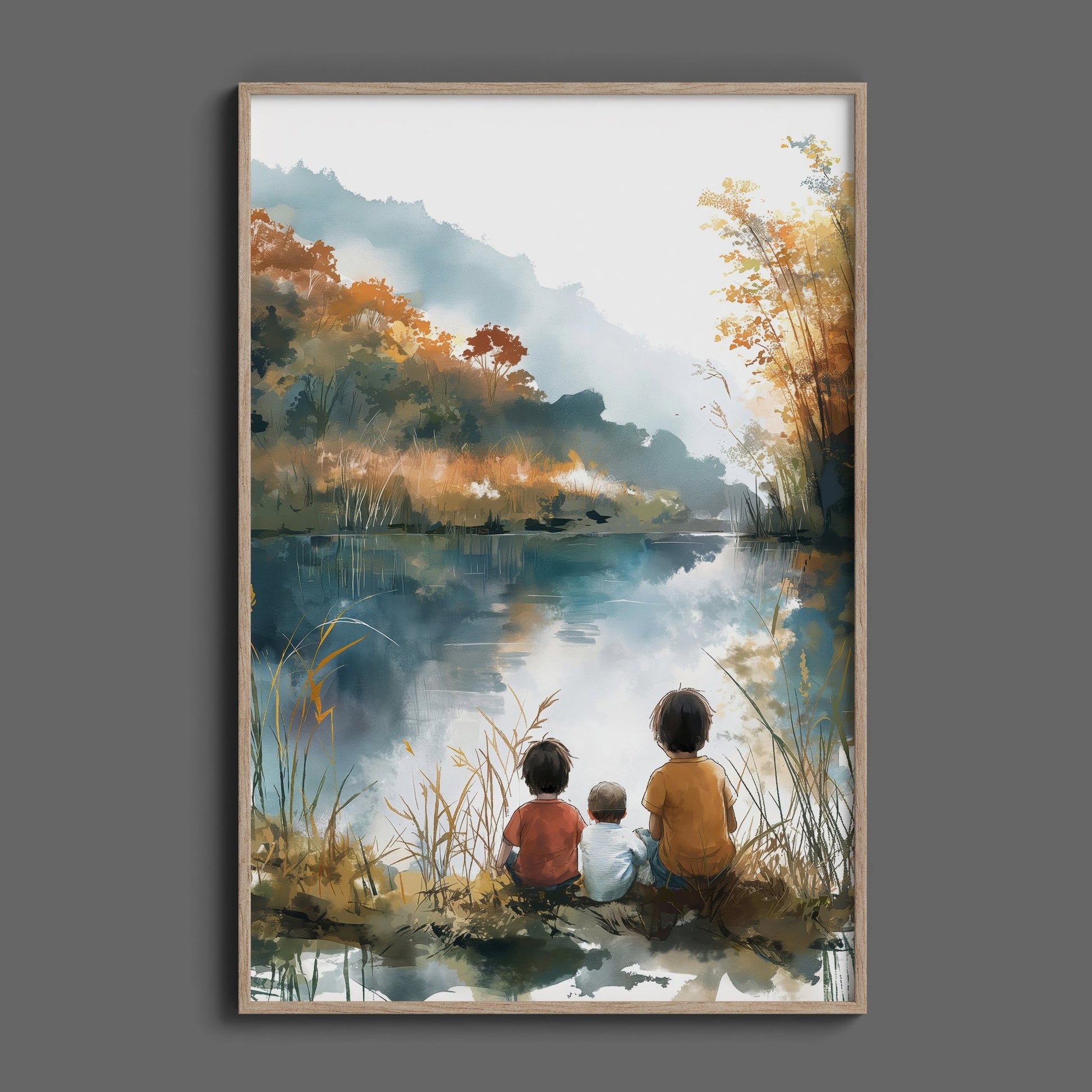 Three Brothers Bond Lakeside Digital Art Download - Luxuria Canvas