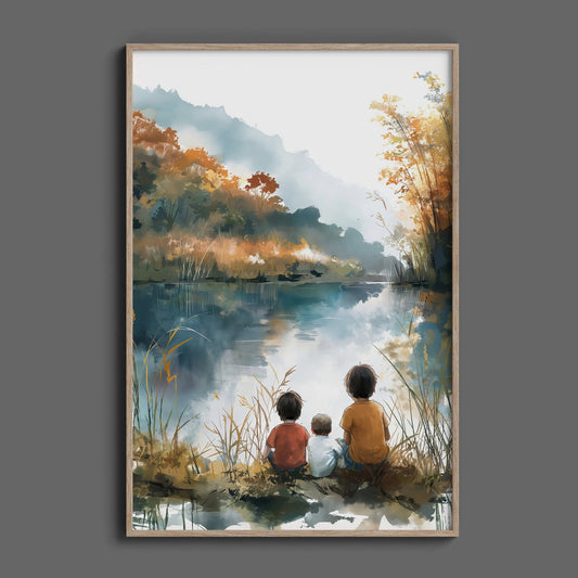Three Brothers Bond Lakeside Digital Art Download - Luxuria Canvas