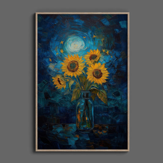 Sunflowers Starry Night Digital Art Download - Luxuria Canvas