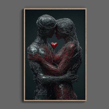 Love Couple Mesh Embrace Digital Art Download - Luxuria Canvas