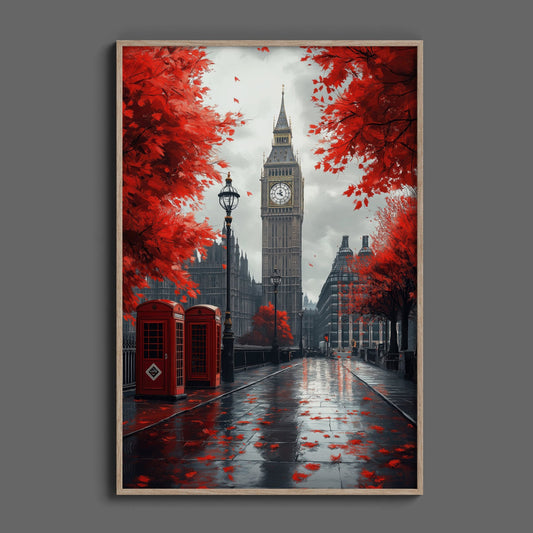 London Red Autumn Digital Art Download - Luxuria Canvas
