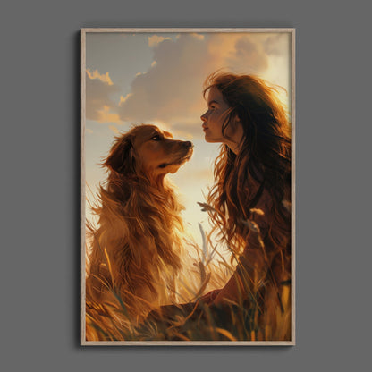 Girl with Dog Digital Art Download - Luxuria Canvas