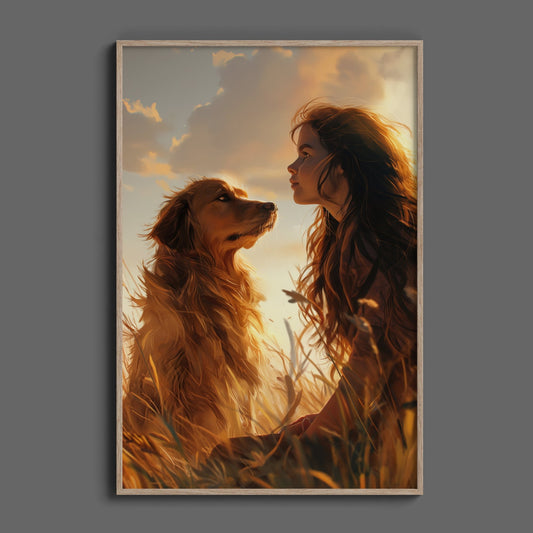 Girl with Dog Digital Art Download - Luxuria Canvas