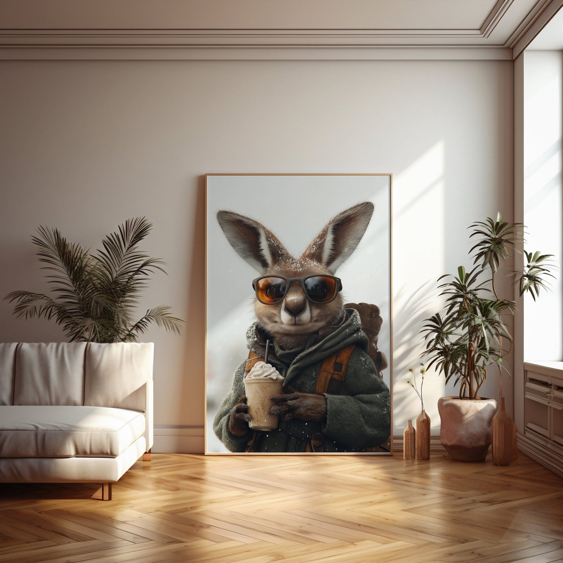 Kangaroo Fall Latte Digital Art Download - Luxuria Canvas