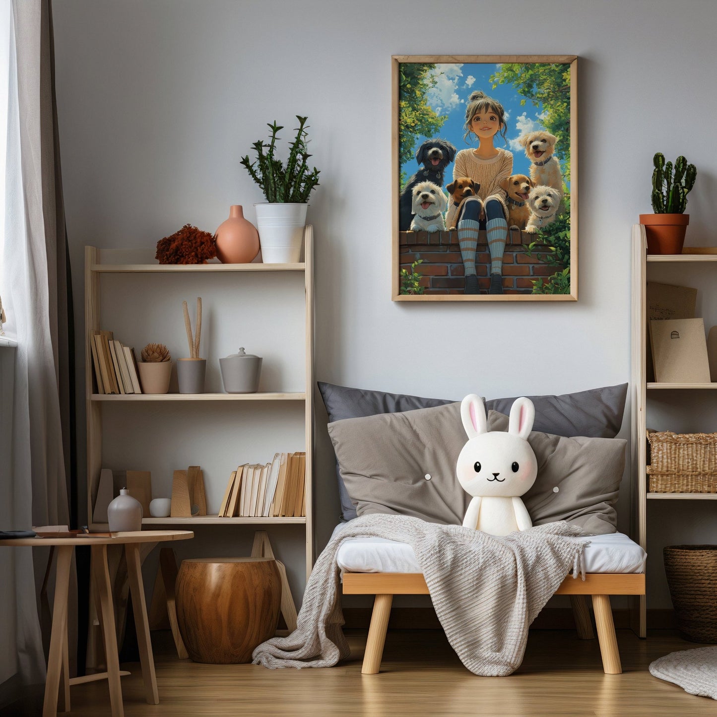 Girls Dog Friends Digital Art Download - Luxuria Canvas