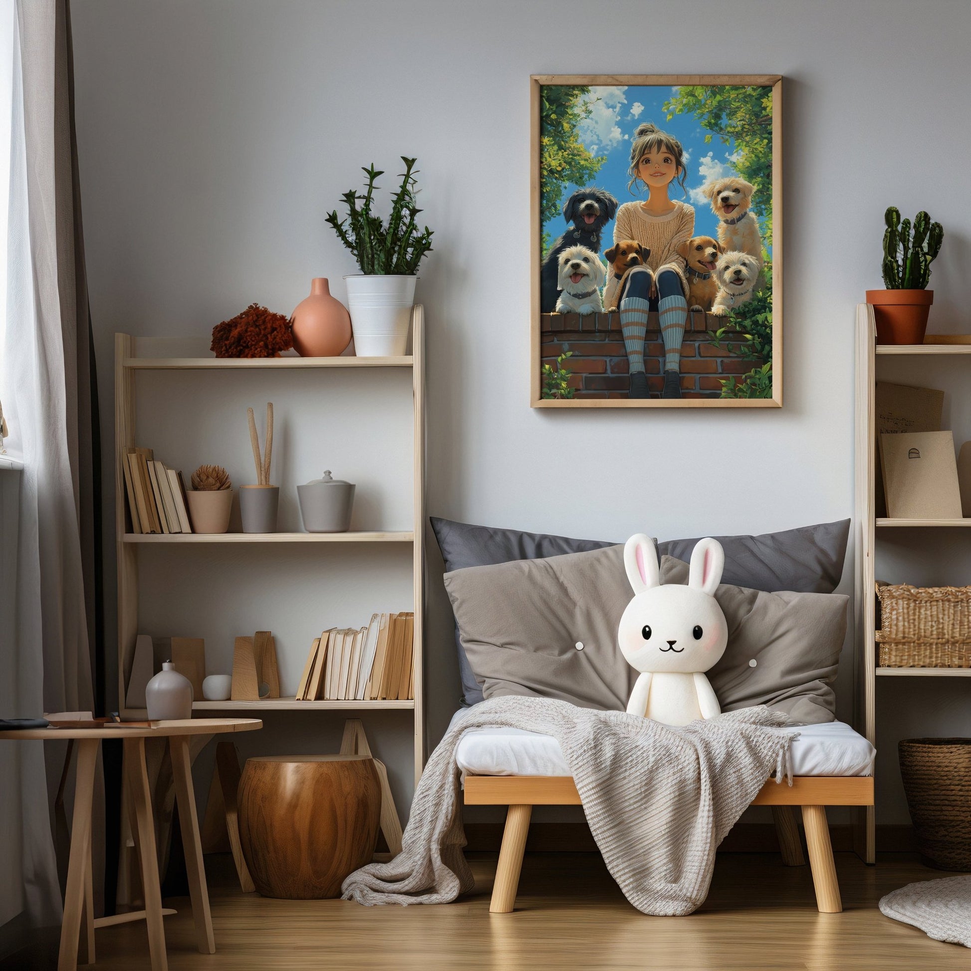 Girls Dog Friends Digital Art Download - Luxuria Canvas