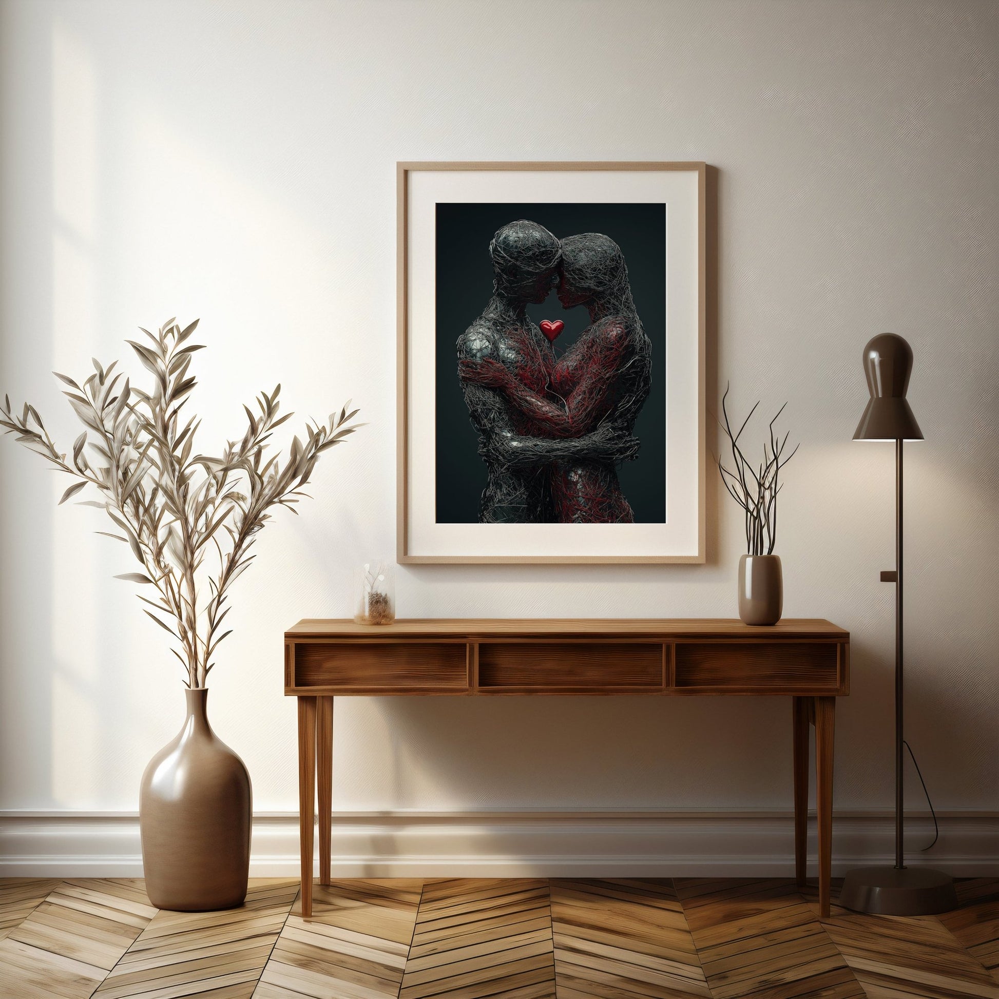 Love Couple Mesh Embrace Digital Art Download - Luxuria Canvas