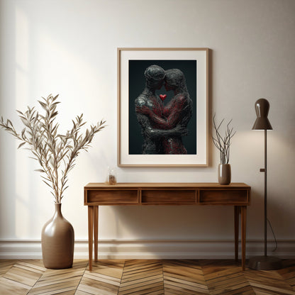 Love Couple Mesh Embrace Digital Art Download - Luxuria Canvas