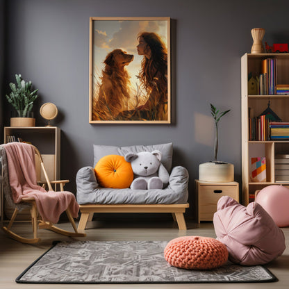 Girl with Dog Digital Art Download - Luxuria Canvas