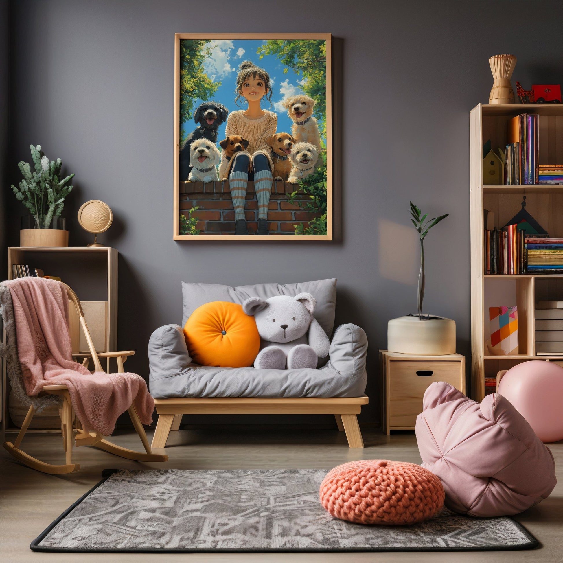 Girls Dog Friends Digital Art Download - Luxuria Canvas