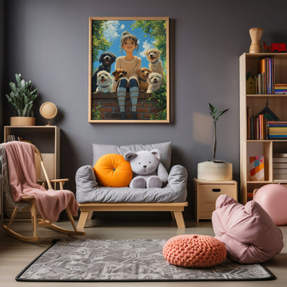 Girls Dog Friends Digital Art Download - Luxuria Canvas