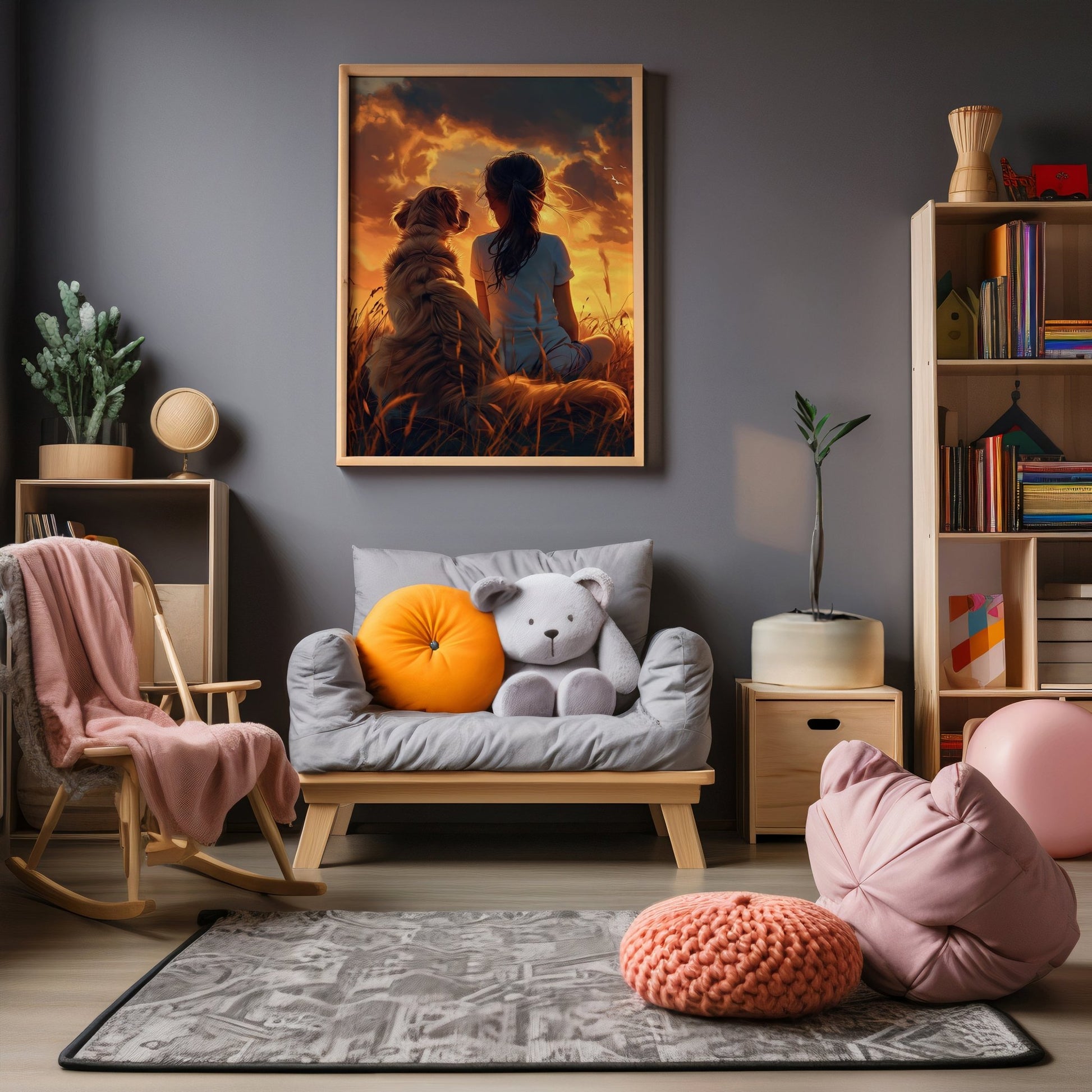 Girl with Dog Digital Art Download - Luxuria Canvas