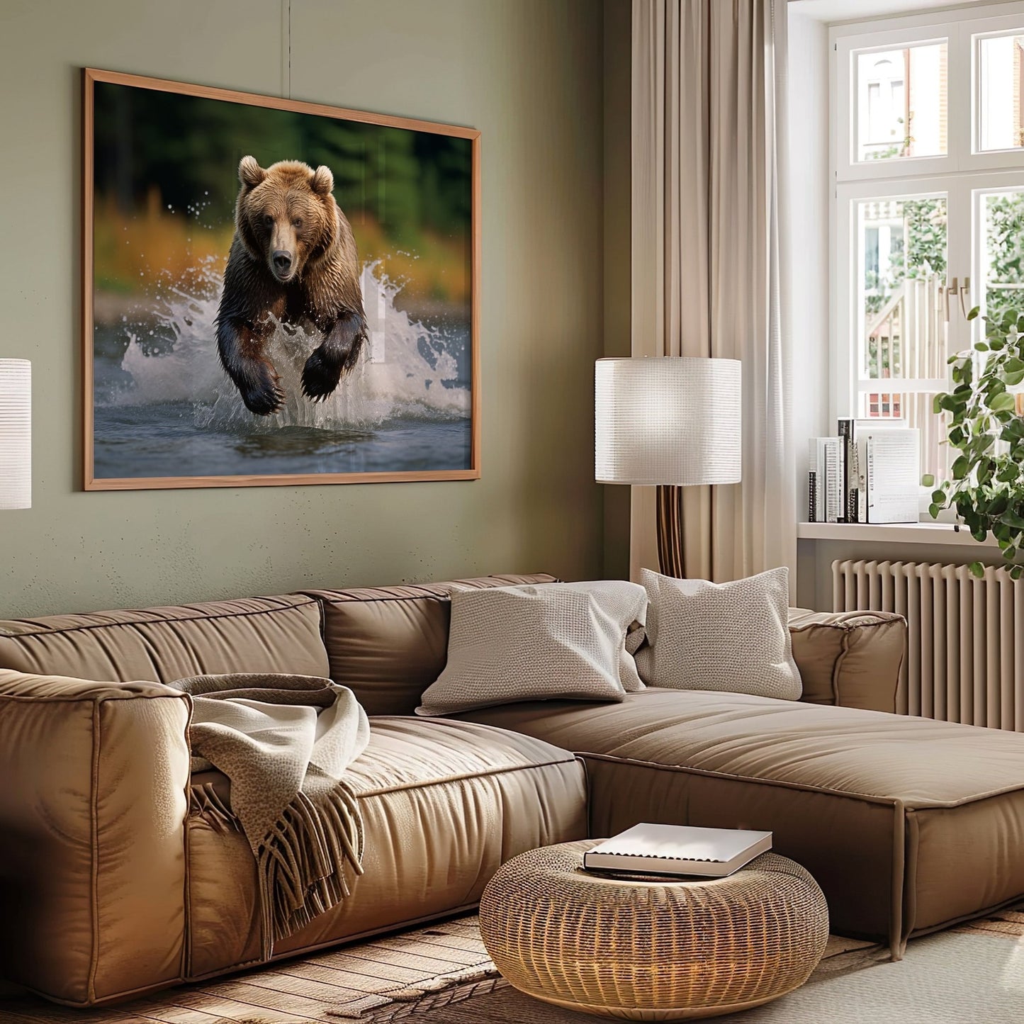 Grizzly Bear River Run Digital Art Download - Luxuria Canvas