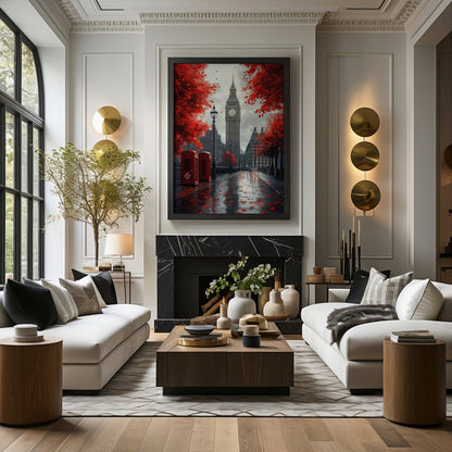 London Red Autumn Digital Art Download - Luxuria Canvas