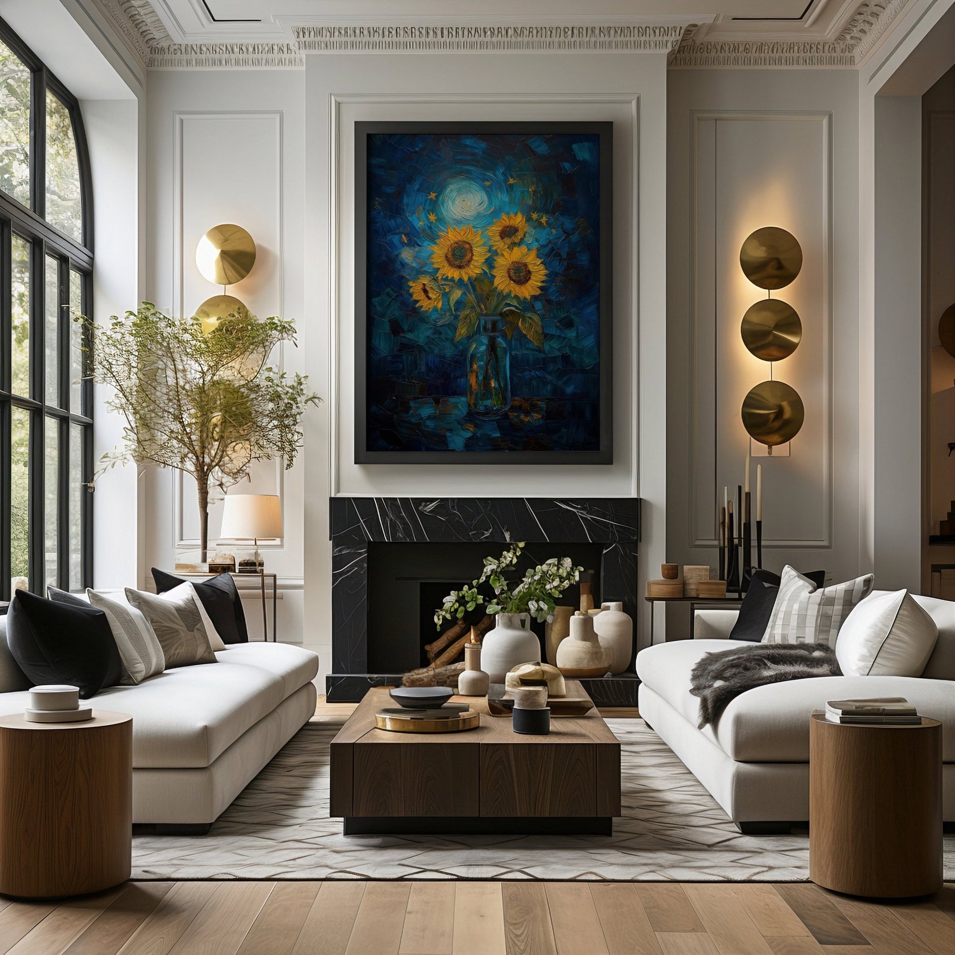 Sunflowers Starry Night Digital Art Download - Luxuria Canvas