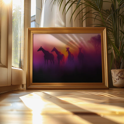 Giraffe Safari Sunset Digital Art Download - Luxuria Canvas