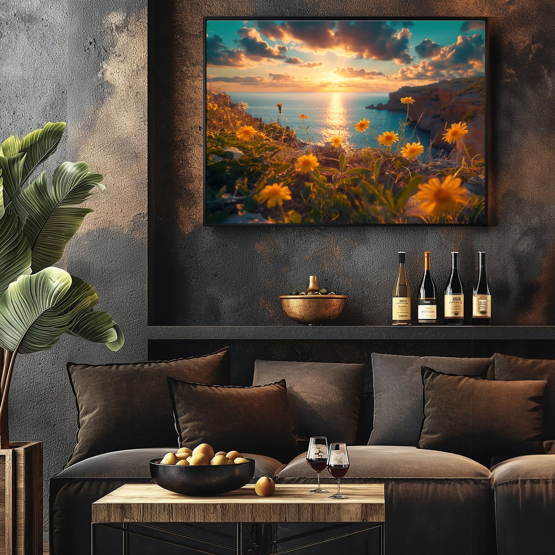 Cliffside Floral Sunset, High Quality Digital Download - Luxuria Canvas