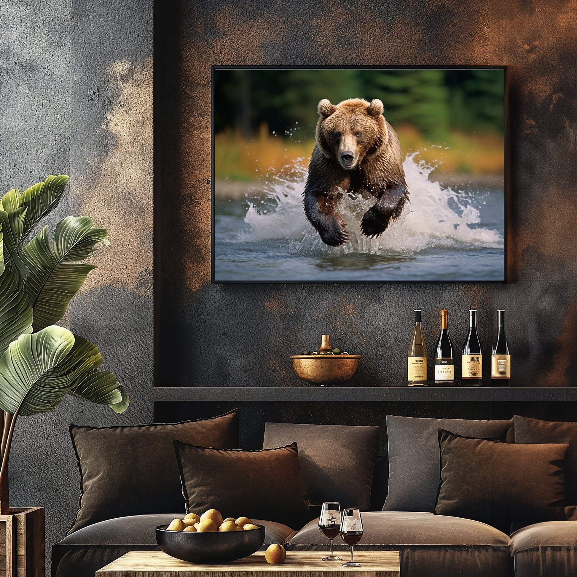 Grizzly Bear River Run Digital Art Download - Luxuria Canvas
